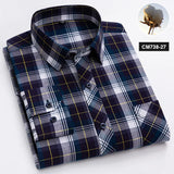 New in shirt 100%cotton long-sleeve shirts for men thin slim fit formal plain shirt plaid designer tops office elegants clothes