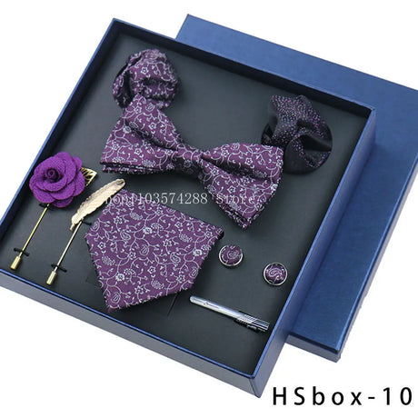 Luxury High Grade Mens Tie Set Nice Gift Box Silk Tie Necktie Set 8pcs Inside Packing Festive Present Pocket Squares