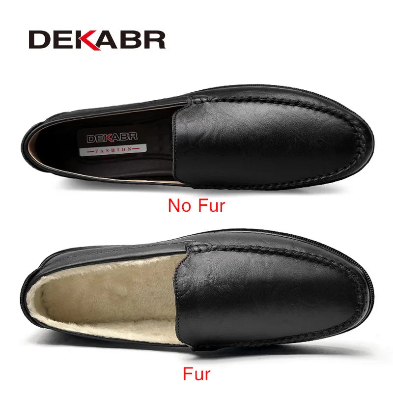 DEKABR Italian Mens Shoes Casual Luxury Brand Summer Men Loafers Split Leather Moccasins Comfy Breathable Slip On Boat Shoes