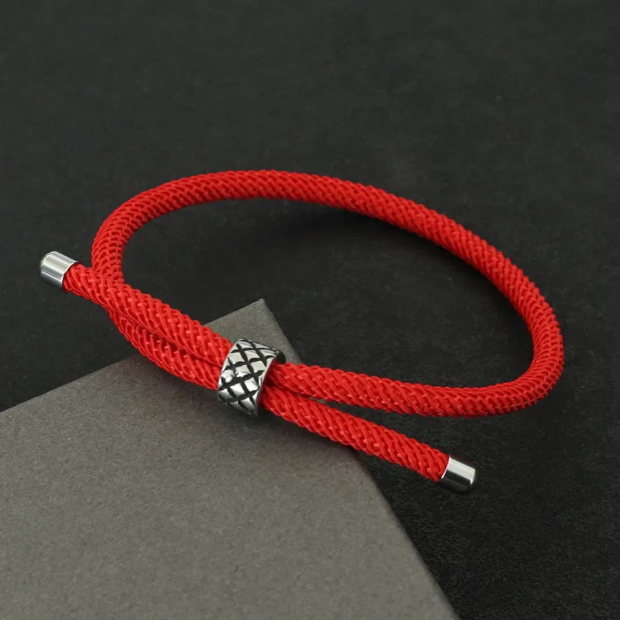 Lucky Red Thread Bracelet With Stainless Steel Rings Unisex Viking Braslet Jewelry Pirate Nautical Rope Braclet Leisure Pulseira