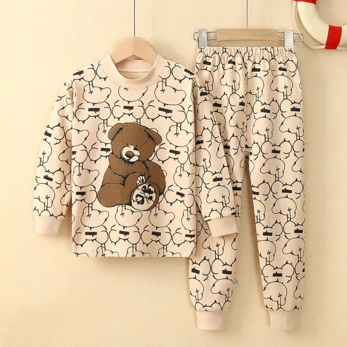 Cotton Child Loungewear Set Long Sleeves Long Pants Pajama Two-piece Set Autumn Winter Warm Casual Autumn Clothes Unisex Cartoon