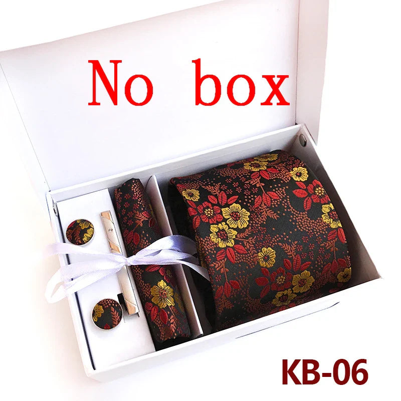 Luxury Tie Set Gift Box For Men Wedding Jacquard Necktie Square Clip Cufflinks Handkerchief Brezo Pour Teal Tie