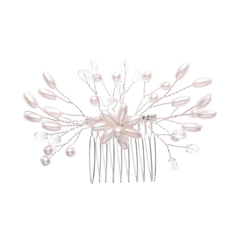 Crystal Pearl Hair Comb Clip Hairpin For Women Bride Party Rhinestone Bridal Wedding Hair Accessories Jewelry Comb Pin Headband