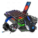 V2 Gaming Keyboard Mouse Headset Set Mechanical Feel Game 104 Keys Keyboards 3200DPI Mice Headphone Combos for PC Gamer