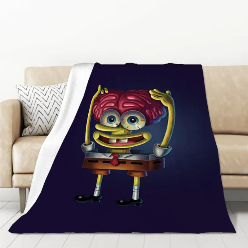 S-SpongeBobs Cartoon Sofa Blankets & Throws Fluffy Soft Blankets for Bed Child Blanket Furry Throw Double Decorative Anime Kid's