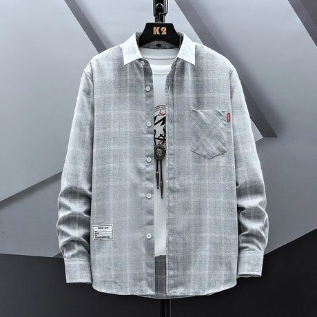 Spring Autumn Men Plaid Shirt Coats New Fashion Versatile Loose Male Clothes Korean Vintage Casual Long Sleeve Cardigans Jackets