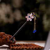 Chinese Hanfu Hair Stick Forks For Women Flower Tassel Hairpin Chopsticks Fairy Pearl Crystal Headpiece Girls Party Hair Jewelry