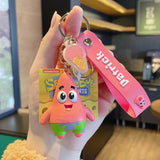 SpongeBob SquarePants Anime Figures Keychain Sandy Patrick Star Squidward Tentacles Bag Keyring Charm Kids Toys Birthday Gifts