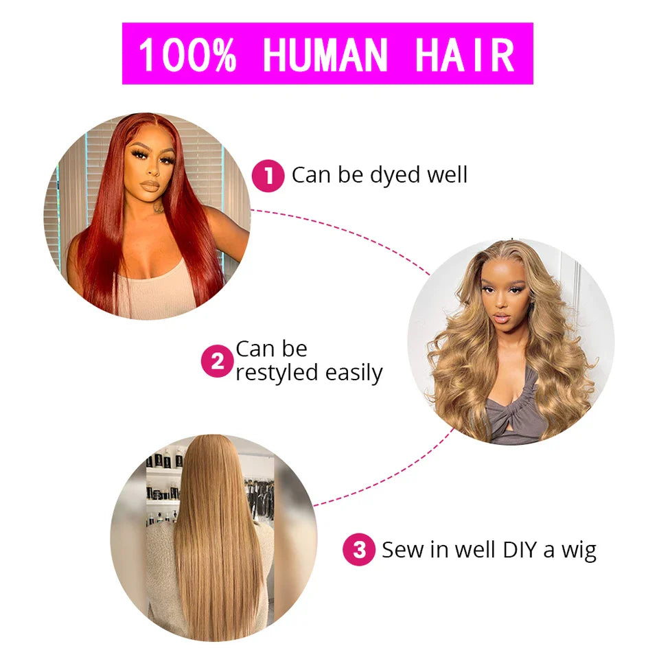 #27 Honey Blonde Human Hair Bundles Virgin Cheap 28 30 32 Inch Straight Hair Bundles Brazilian Colored Hair Weave Bundles