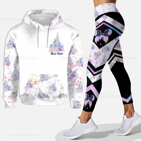 Disney Minnie 3D Hoodie Women's Hoodie Set Mickey Yoga Pants Sweatpants Women's Disney Yoga Hoodie Leggings Fashion Tracksuit