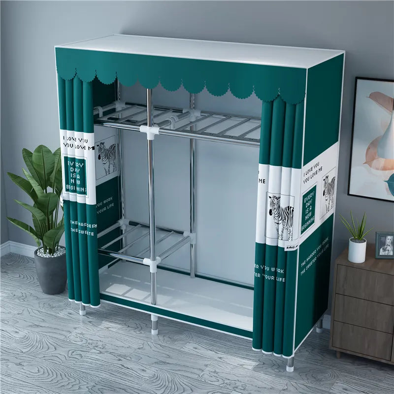 123x45x170cm Bedroom Portable Foldable Cloth Wardrobe Organizer Clothes Folding Canvas Wardrobe Closet Rack for Clothes