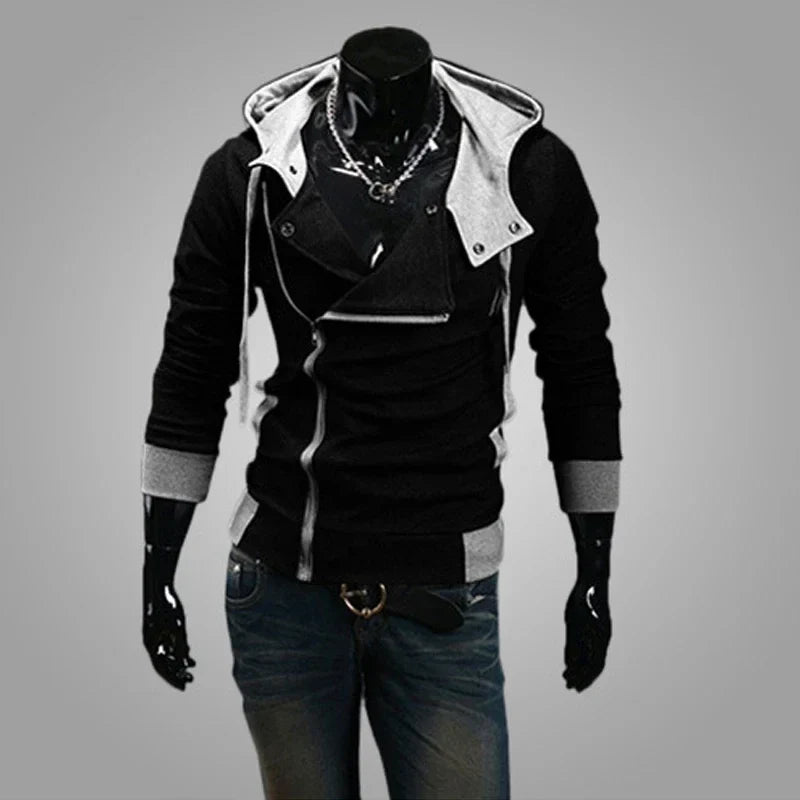 Casual Man Hoodie Sweatshirt 2024 Slim Male Zipper Streetwear Cardigan Hoodies Outerwear Black Sportswear Men Hooded Jacket