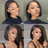 Brazilian Short Bob Wigs Bone Straight Wig 13x4 Lace Front Human Hair Wigs for Black Women 4x4 Lace Closure Wig Pre Plucked 180%