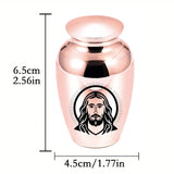 Cremation Urns for Human Ashes Holy Jesus Christian Ashes Urn Keepsake Small Aluminum alloy Ashes Urns  Decorative Memorial Urns