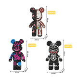 Cartoon Mini Love Violent Bear Bearbrick Colour Model with Light Building Block Micro Diamond Bricks Kids Toys Birthday Gift Set