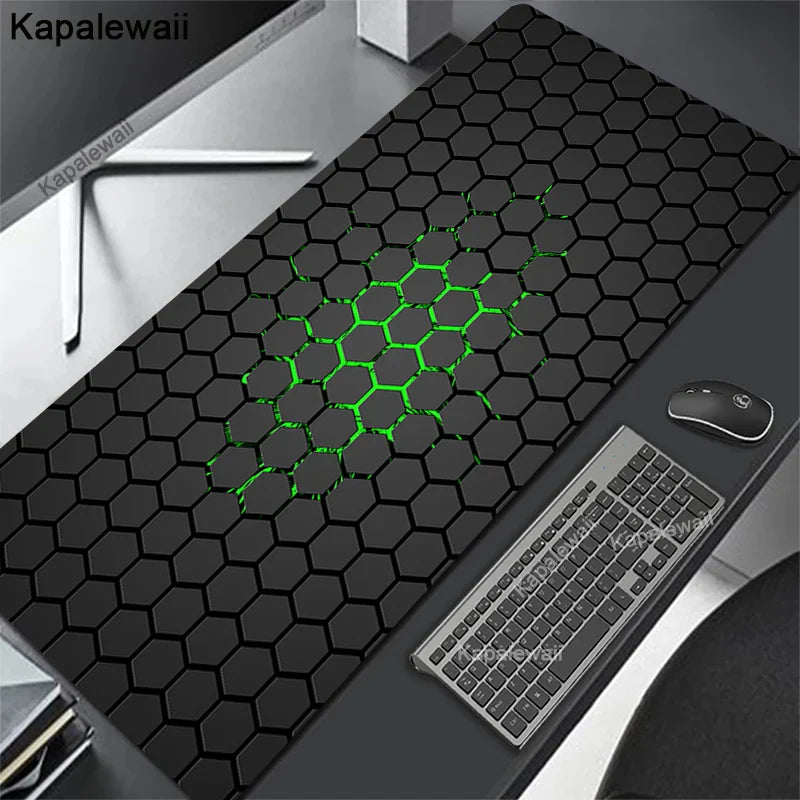 Gaming Mousepads Geometric Black Mousepad XXL Large Mouse Mat Big Desk Pads Non-Slip Stitched Mouse Pad PC Gamer Keyboard Mats