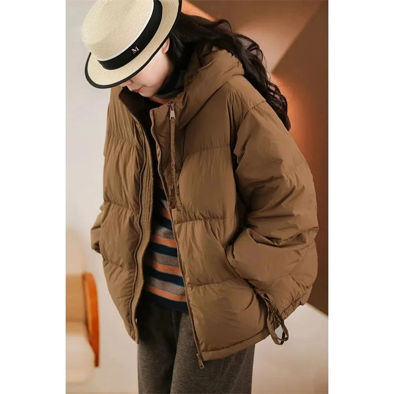 Women's Autumn Winter Down Cotton Parkas 2023 Hooded Thick Korean Fashion Short Cotton Jacke Female Simplicity Outerwe