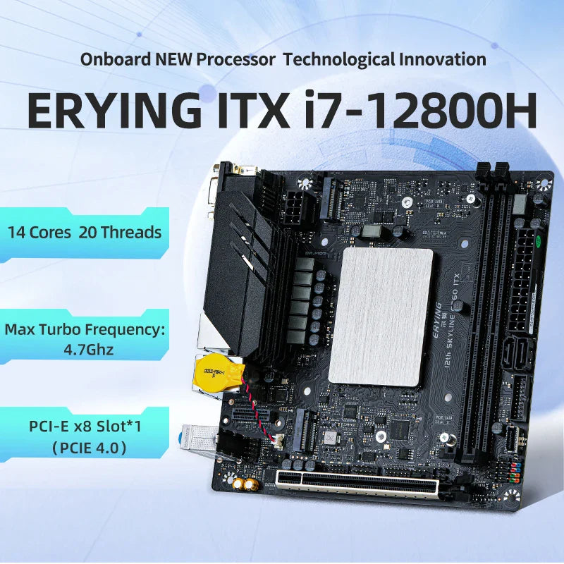 ERYING M-ITX DIY Desktops Motherboard Set with Onboard CPU Kit Interpose Core i7 12800H i7-12800H B660 DDR4 Gaming PC Computers