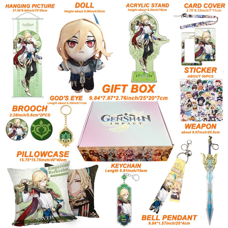 Genshin Impact Xianyun Navia Fontaine Furina Neuvillette Wriothesley Focalors Baizhu Kaveh Gift Box Include Keychain Doll Pillow