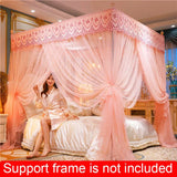 Embroidery Lace Pleated Mosquito Net for Bed Square Romantic Princess Queen Size Double Bed Net Canopy Luxury Mosquito Tent Mesh