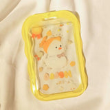 Cute Yellow Duck Silicone Cards Protecting Cover Students Cartoon Meal Card Campus Access Bus Card Holder Card with Hanging Rope