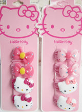 4pcs Sanrio Hello Kitty Children's Hairpin Hair Rope Rubber Band Hair Accessories Bow Hair clip girl kid hair ring