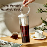 1L Manual Cold Brew Maker Refrigerator Cold Water Kettle with Filter Portable Coffee Pot Fruit Tea Moka Pot Coffeeware Teaware