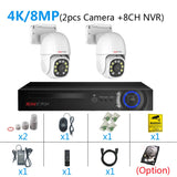 4K POE PTZ IP Camera Kit 8MP Bullet NVR Security System Color Night Vision 2 Way Audio Out Door Water Proof Video Surveillance