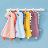 Coral Fleece Hangable Thicken Towel Cartoon Dinosaur Towel Cute Absorbent Hand Towels Cleaning Cloth Rag Handkerchief