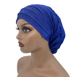 Glitter Pleated African Turban Cap Women's Head Wraps Nigeria Party Headpiece Female Wedding Auto Gele Headdress Beanie