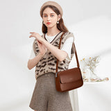 Women's Bag Female Elegant Saddle Shoulder Bag 2022 New Fashion Textured Niche Design Cowhide Split Leather Crossbody Messenger