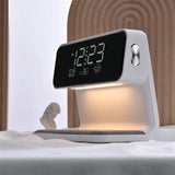 Creative 3 In 1 Bedside Lamp Wireless Charging LCD Screen Alarm Clock Wireless Phone Charger For Iphone Smart Alarm Clock Lamp