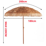 200x220cm Tiki Umbrellas Simulated Thatch Patio Beach Umbrella Garden Pool Backyard Parasol Hawaiian UV Protect Tilt Sunshades