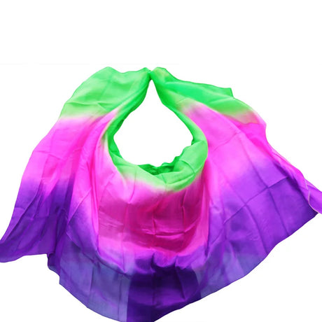 New 100% silk belly dance veil 3-color gradient veil wholesale new design dance performance props hand-cast yarn 200cm-400cm