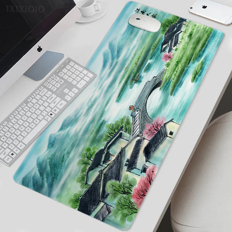 Mouse Pad Gaming Chinese Ancient Painting XL Mousepad XXL keyboard pad Natural Rubber Soft Non-Slip Office Accessories Mice Pad