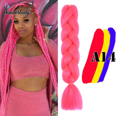 WonderLady 255 Color Long Colored Braiding Hair Jumbo Braids DIY Hairstyle Ombre Synthetic Hair Extensions For Women Braiding