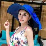 Summer Straw Hat Women's Hats Beach Holiday Visors Female Protection Big Eaves Bucket Hat Cap Women Sun Hat Panama Caps Foldable