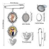 Wedding Boutonniere Bouquet Photo Memorial Charm Pin Round Mother of The Bride Gift for Groom Bride with Heart Pendant