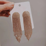 Fashion Statement Earring Long Full Rhinestone Big Earrings For Women Euorpe Evening Party Crystal Tassel Earings Wholesale