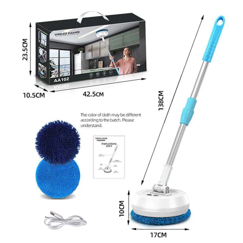 Household telescopic usb rechargeable ceiling floor glass cleaning machine wireless automatic electric window cleaner AA102