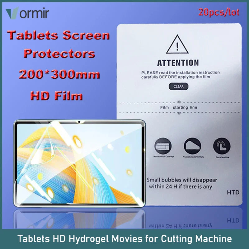 VORMIR 20pcs Universal Tablets Film Hydrogel Movies Screen Protector for iPad Air 200*300mm HD Transparent Films for Cutting