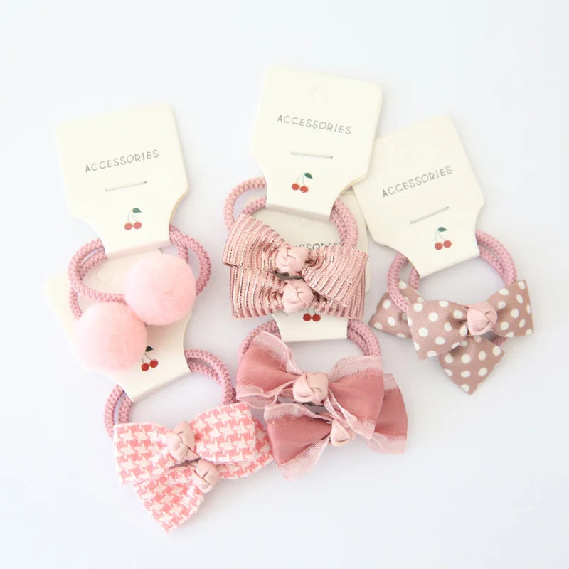 10Pcs/Lot Elastic Hair Bow for Children, Children's Headwear Hair Accessories for girls, Cute Hair ties, Lovely Hair Rope