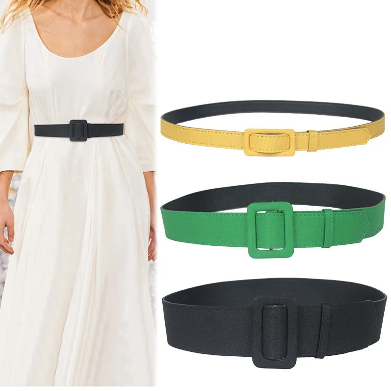 Width 2cm/4cm/6cm Women's Belt Fashion Casual Simple All-match Dress Corset Girdle Accessories Gothic Pu Cloth Waist Waistband