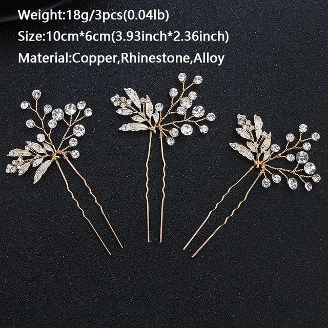 Bride Hairpins Wedding Hair Accessories Trendy Crystal U-shaped Alloy Hair Sticks Forks Girls Banquet Crowns Noiva Jewelry