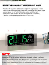 9.0inch Large Digital Wall Clock Temperature and Date Week Display Night Mode Table Alarm Clock 12/24H Electronic LED Clock