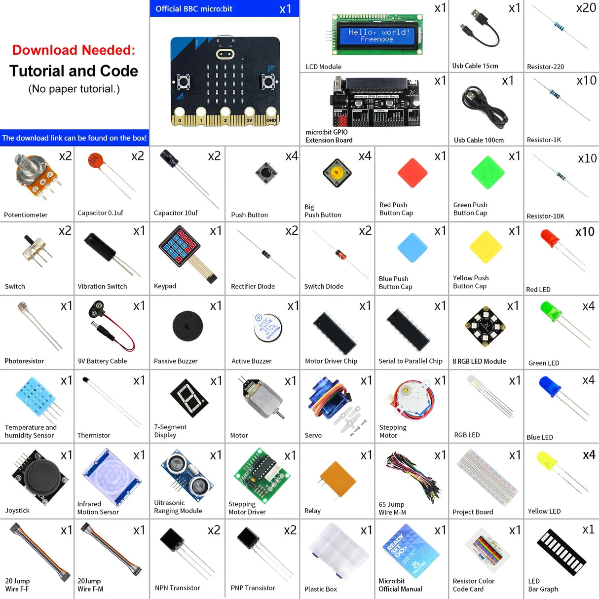 Freenove Ultimate Starter Kit for BBC micro:bit V2, 316-Page Detailed Tutorial, 225 Items, 44 Projects, Blocks and Python Code