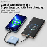 Mini power bank with built-in code,portable compact power bank,5000mAh fast charging external battery,mobile phone accessories