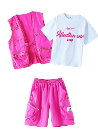 Girls Streetwear Boys Hip Hop Vest Sweatshirt Cargo Pants Kids Street Dance  Clothes Sets Child Jazz Outfits Showing Costumes