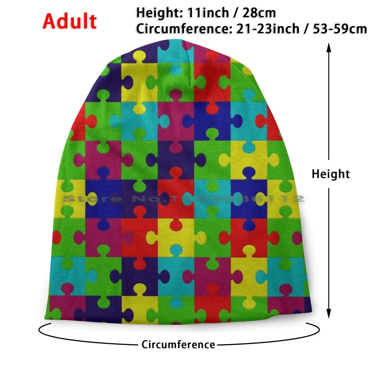 Autism Awareness Beanies Knit Hat Puzzled Game Brain Teaser Colorful Red Blue Yellow Green Fun Primary Children Teacher Parents