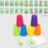 Kids Montessori Toys Stack Cup Battle Table Game with Card Educational Intellectual Enlightenment Color Cognition Logic Training